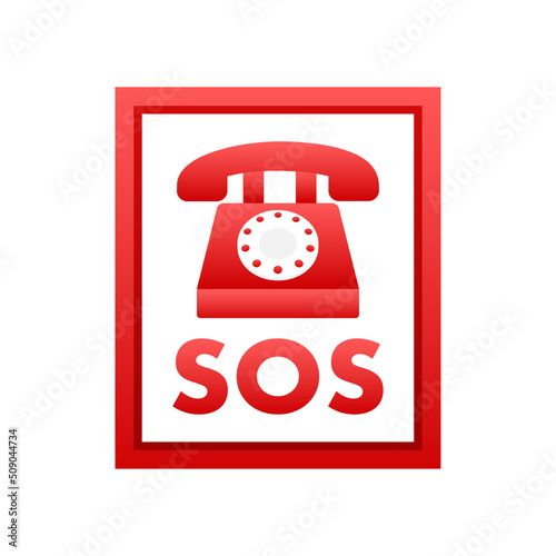 SOS emergency call. 911 calling. A cry for help. Vector stock illustration.