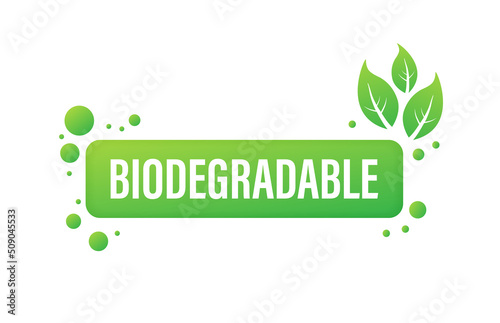 Flat icon with green biodegradable. Eco friendly concept.