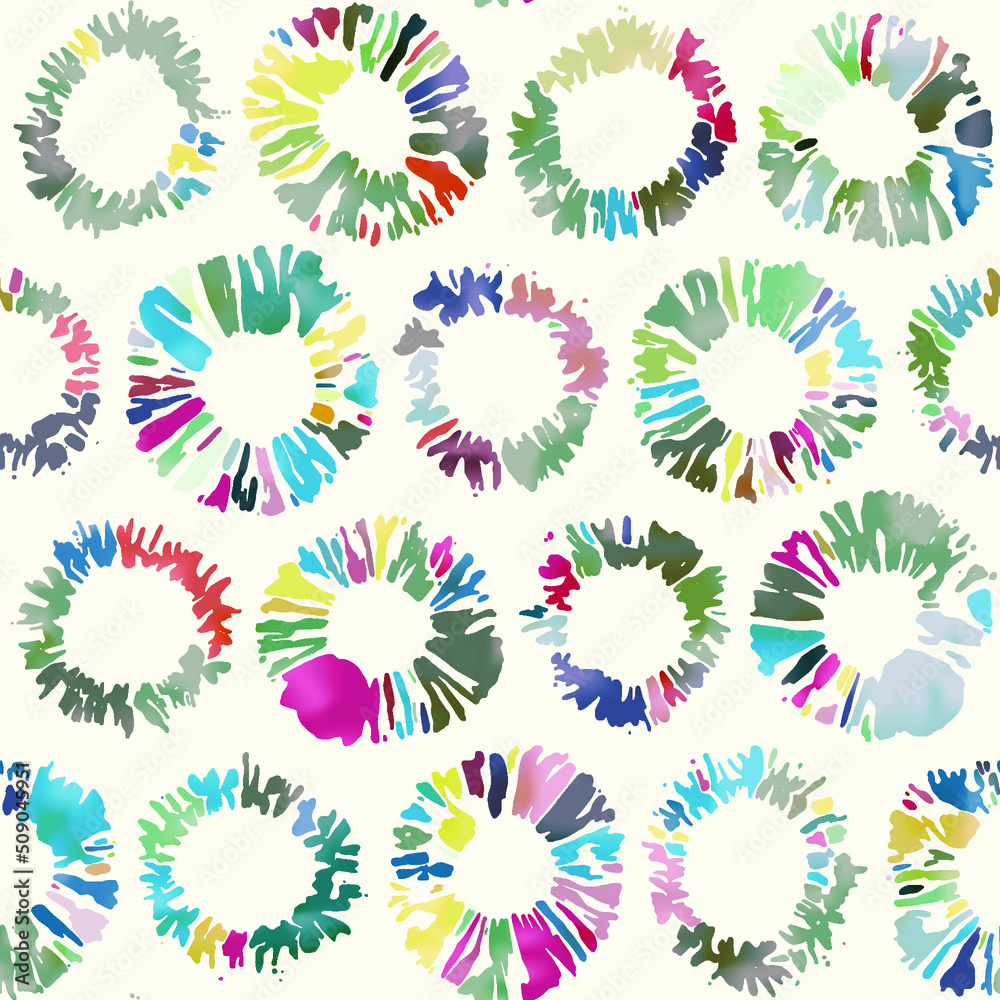 Multi Watercolor Drawn Floral Dots Pattern