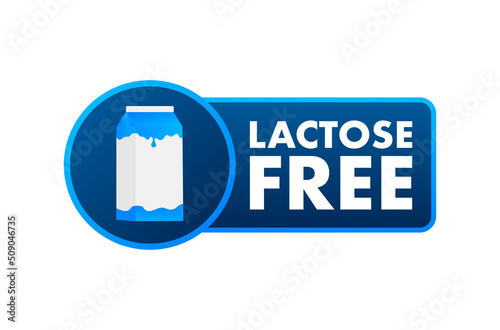 Lactose free icon. Vector contains no lactose label for healthy daiy food product package. Vector illustration photo