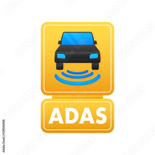 Banner vector. Creative ADAS Advanced driver assistance systems Icon. Vector sign. Digital currency concept. Bitcoin currency