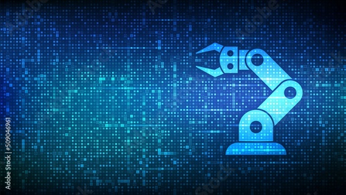 Smart Industry 4.0 background made with binary code. Factory automation. Autonomous industrial technology. Industrial revolutions steps. Matrix background with digits 1.0. Vector Illustration.