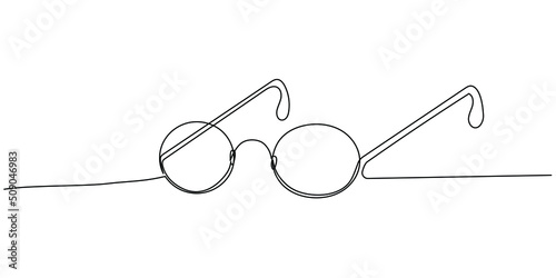 Continuous one line drawing of glasses. Vector illustration on isolated background