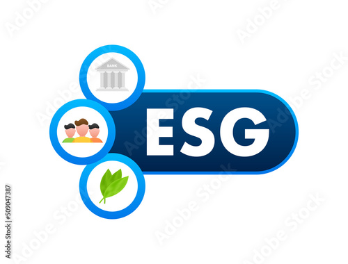 Environmental, social and corporate governance typography banner template. Isometric business concept. Sustainable development. Alternative energy