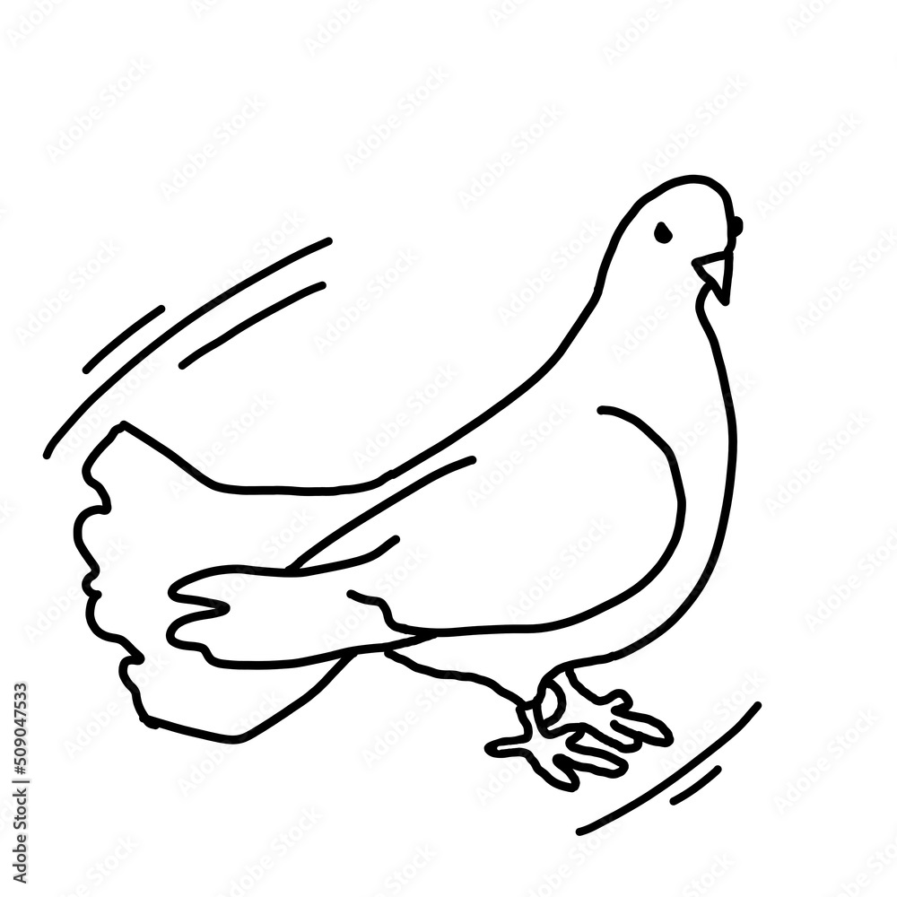 Obraz premium White dove is symbol of peace, hope, love in the world. Flying pigeon like holy spirit brings freedom, joy, grace. Hand drawn retro vintage illustration. Old style comics cartoon line drawing.