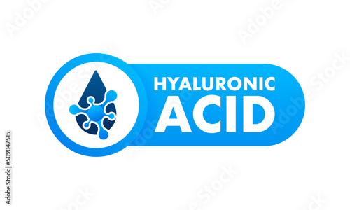 Hyaluronic acid in abstract style on blue background. Medical infographic.
