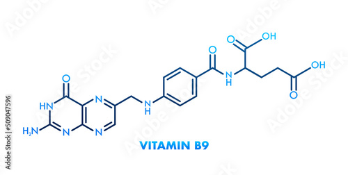 Vitamin b9 formula. Structural formula of vitamin B9