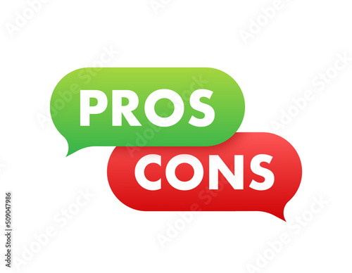 Pros cons in flat style. Flat icon. Check mark icon