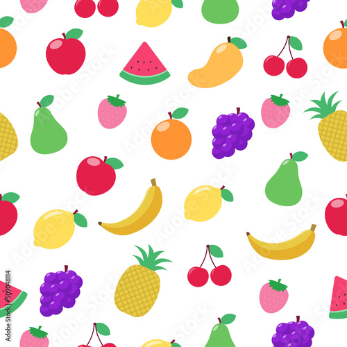 Fruits vector seamless pattern with a colorful design suitable for background or fabric