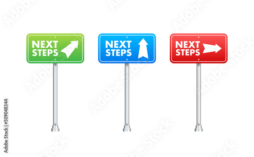 Next steps road sign illustration. Illustration vector graphic. Abstract change graphic