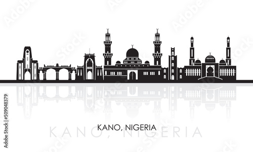 Silhouette Skyline panorama of city of Kano, Nigeria - vector illustration