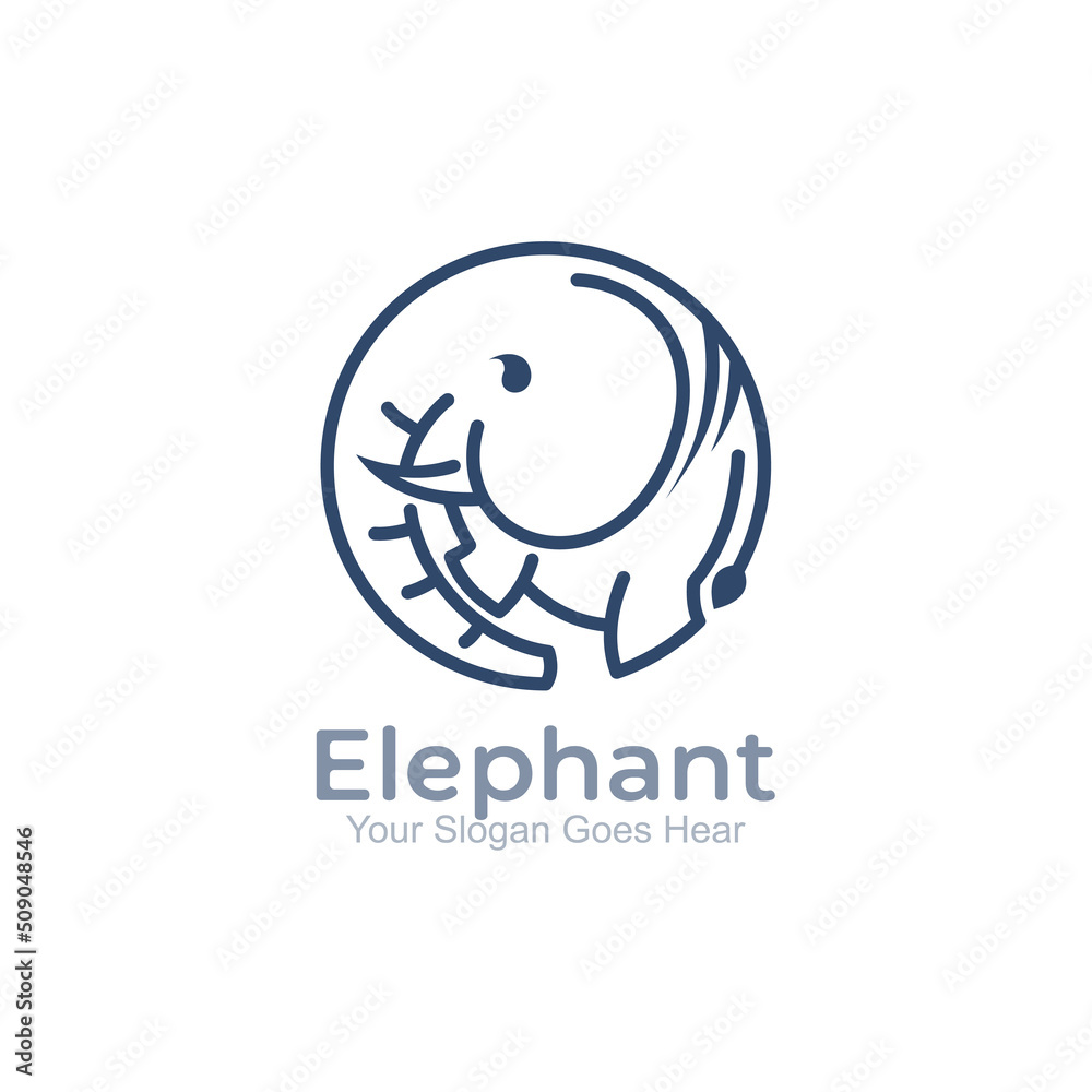 elephant logo with line and circle style, simple logos