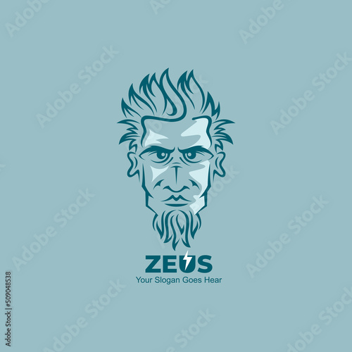 king zeus logo design with simple icon, line style