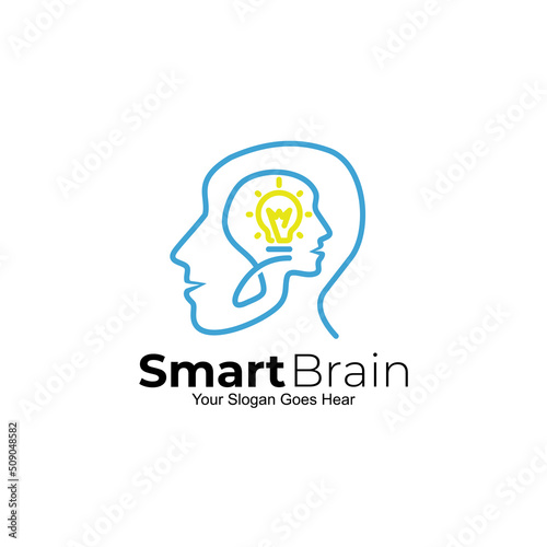 People logo and bulb design combination  smart brain logos