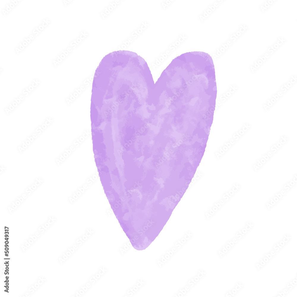 Abstract heart purple colour vector watercolor shape isolated heart