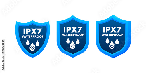 IPX7 waterproof, water resistance level information sign