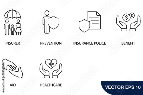 Health insurance icons  symbol vector elements for infographic web icons set . Health insurance pack symbol vector elements for infographic web