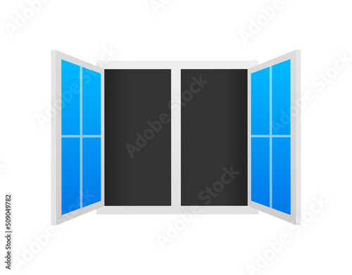 Flat icon with window open on white background for web design
