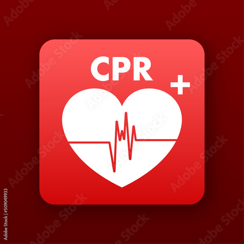 Icon with cpr. Logo symbol. Healthcare illustration. Vector outline illustration