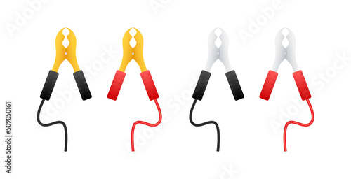 Flat car battery jumper power. Flat vector illustration. Vehicle vector
