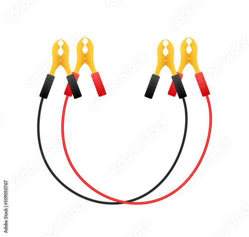 Flat car battery jumper power. Flat vector illustration. Vehicle vector