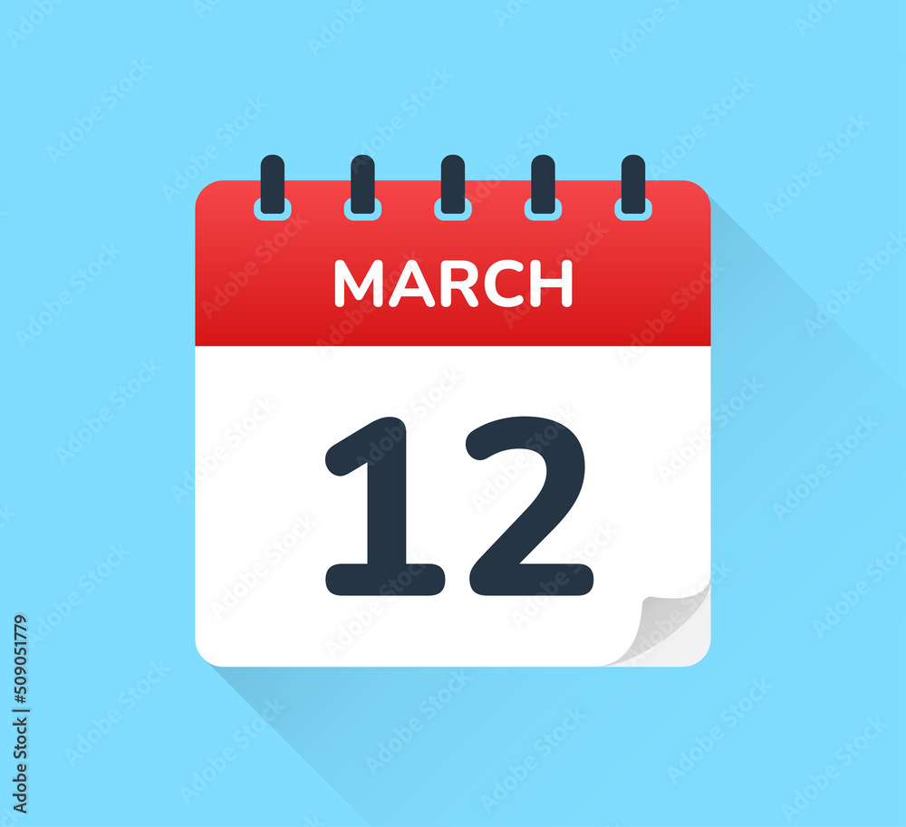 March 12 - Calendar icon vector. March 12 - Calendar icon vector.