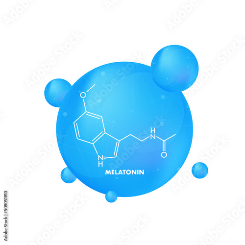 3D melatonin formula on white background. Isolated vector illustration
