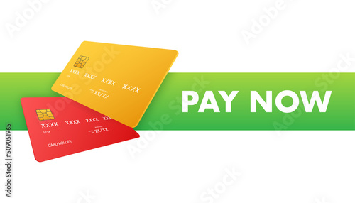 Pay now on white background. Online shop. Shop now. Vector logo © DG-Studio