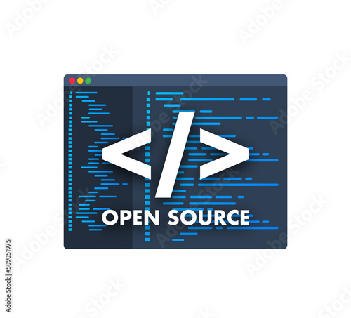 Software development and digital technology concept. Open source