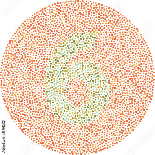 Number six red and green color blindness test card