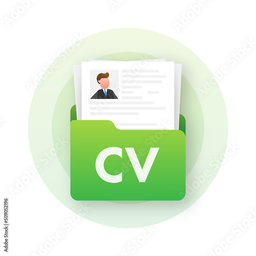 Resume, CV flat icon. Business management. Document icon Vector illustration