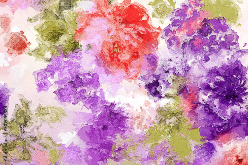 Fototapeta premium Abstract beautiful oil painting flowers