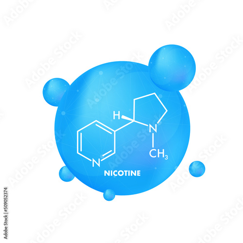 Nicotine tobacco stimulant molecule. Flat vector icon