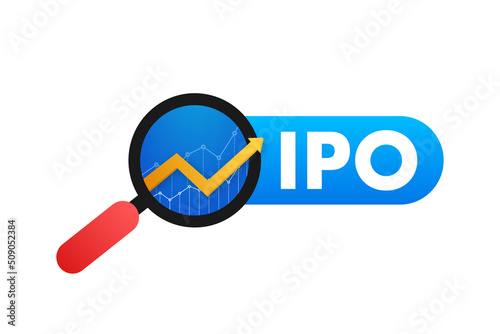 Vector IPO initial public offering concept in flat style - investment and strategy icons. Vector illustration