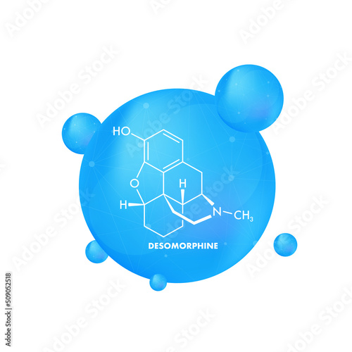 Desomorphine chemical formula. Desomorphine chemical molecular structure