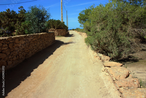 nice arid and barren path in the desert tourist areas of the Balearic islands
