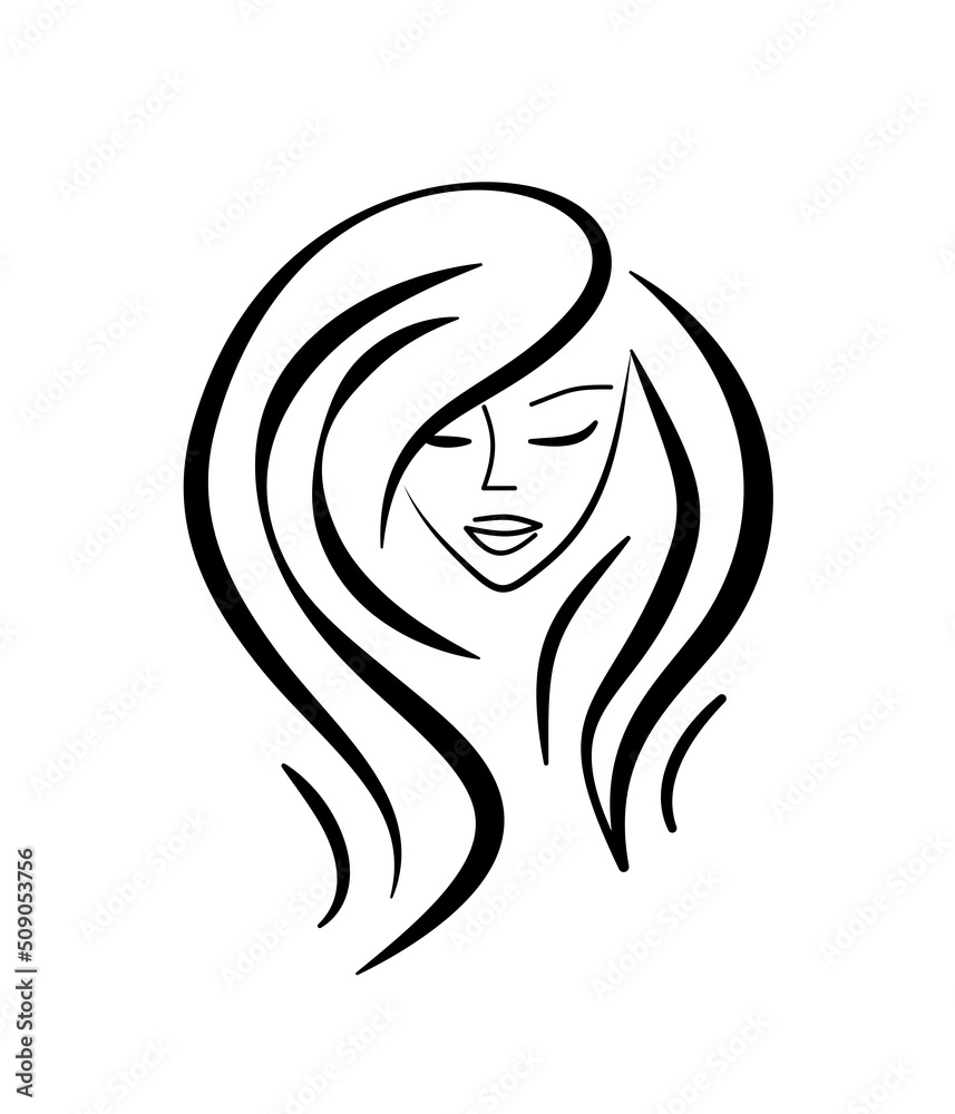 Beauty salon logo. Girl long hair. Woman hairdresser. Beauty salon logo. Girl long hair. Woman hairdresser.