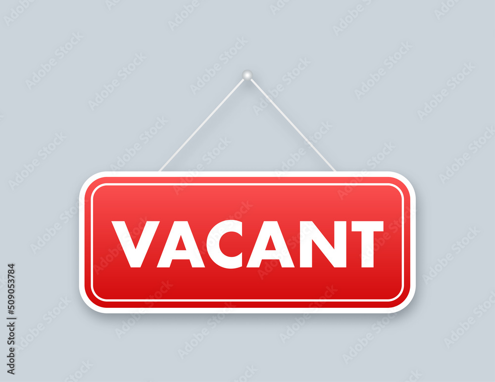 Business hiring, recruitment. Vacant sign on laptop screen. Vector stock illustration Business hiring, recruitment. Vacant sign on laptop screen. Vector stock illustration