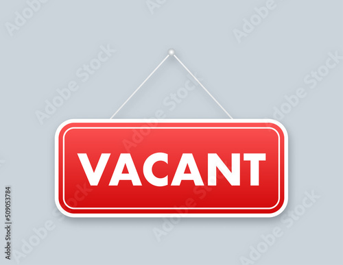 Business hiring, recruitment. Vacant sign on laptop screen. Vector stock illustration
