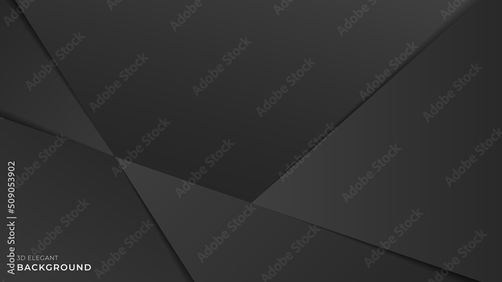 Realistic black triangle vector background. Overlap gradient dark layer with shadow, papercut effect. Vector illustration