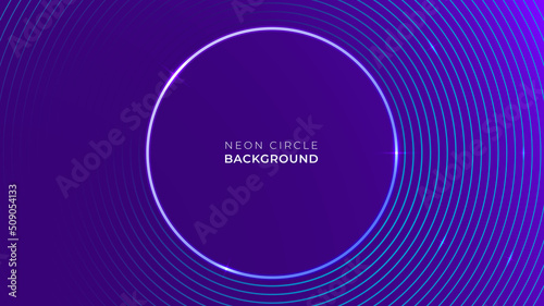 Futuristic background of glowing neon circles. Modern blue ring with bright. Vector illustration