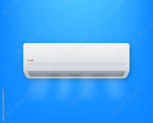 Air conditioner with cold and warm air in flat style. Vector icon. Abstract air conditioner for promo design