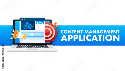 CMS Content Management System word cloud, vector business concept background. Cloud storage icon