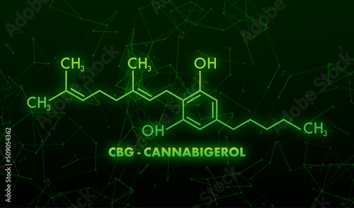 Cannabigerol formula, great design for any purposes. Neon icon.