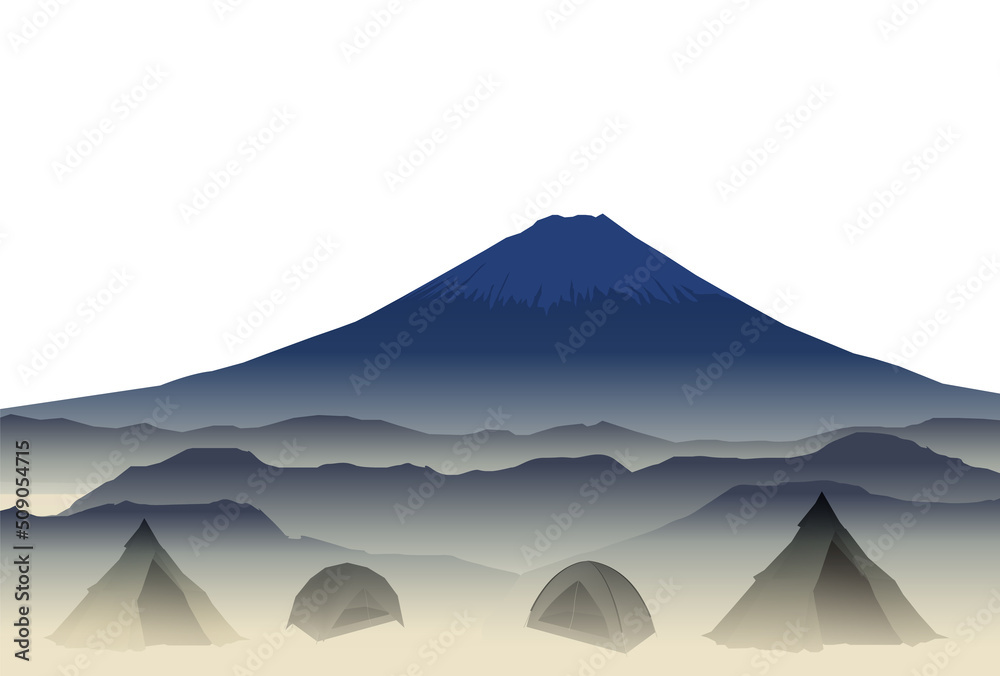 富士山　キャンプ　テント　背景