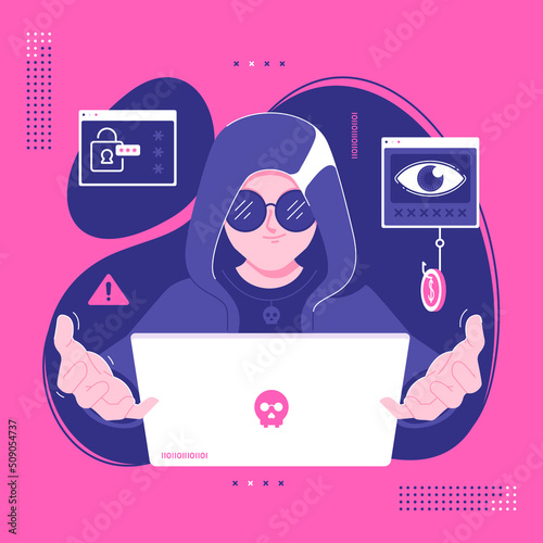 mysterious hacker character illustration background