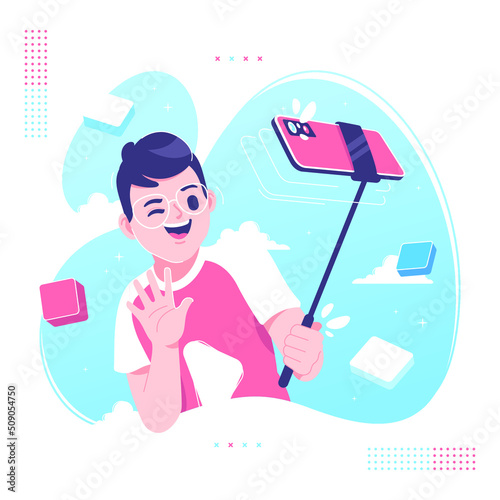 content creator character illustration background