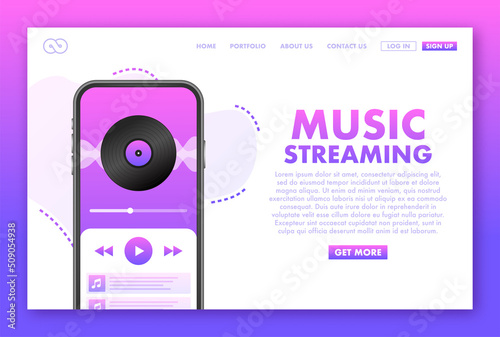 Flat music streaming. Vector abstract illustration. Abstract background
