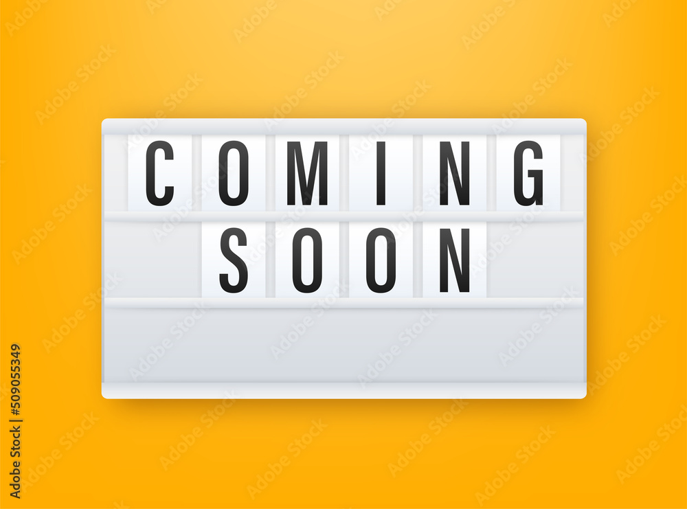 Lightbox label with coming soon. Megaphone banner. Web design. Vector stock illustration. Lightbox label with coming soon. Megaphone banner. Web design. Vector stock illustration.