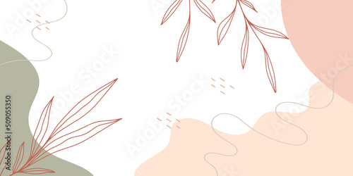 Minimalist abstract pattern background with florals and elements. Modern liquid splashes of wavy shapes in trendy floral style.